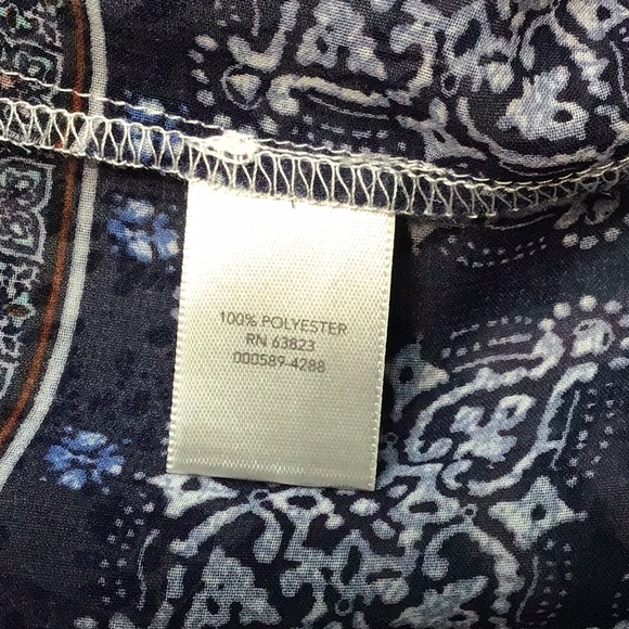 Christopher & Banks Semi Sheer Blue White Patterned Kimono Top Sz. S/M - Picture 5 of 10